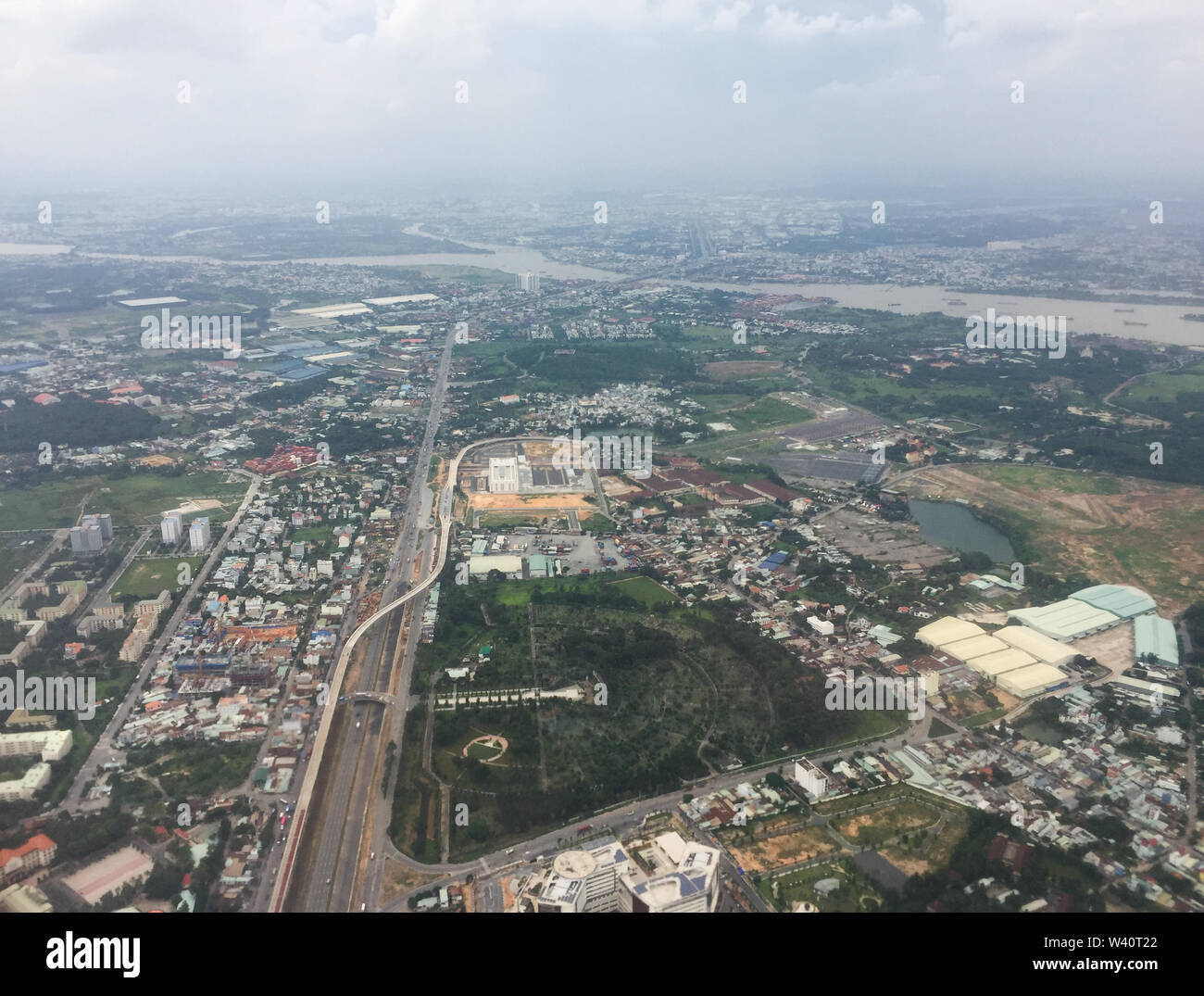 Saigon, Vietnam Jul 6, 2019. Aerial view of Saigon (called Ho Chi Minh City), Vietnam. Saigon