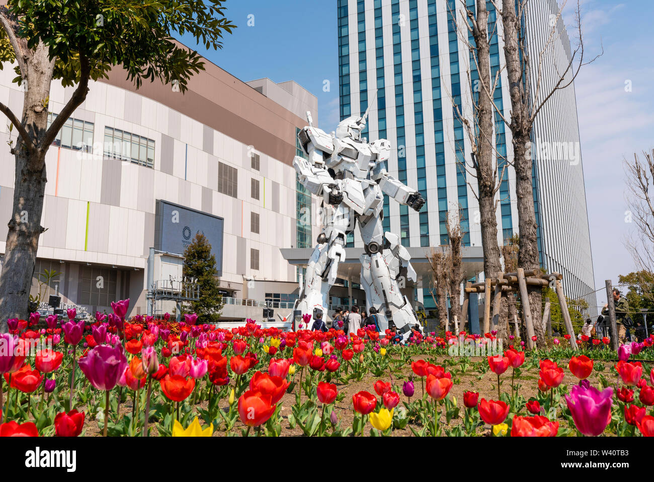 Unicorn Gundam Statue in Tokyo Stock Photo