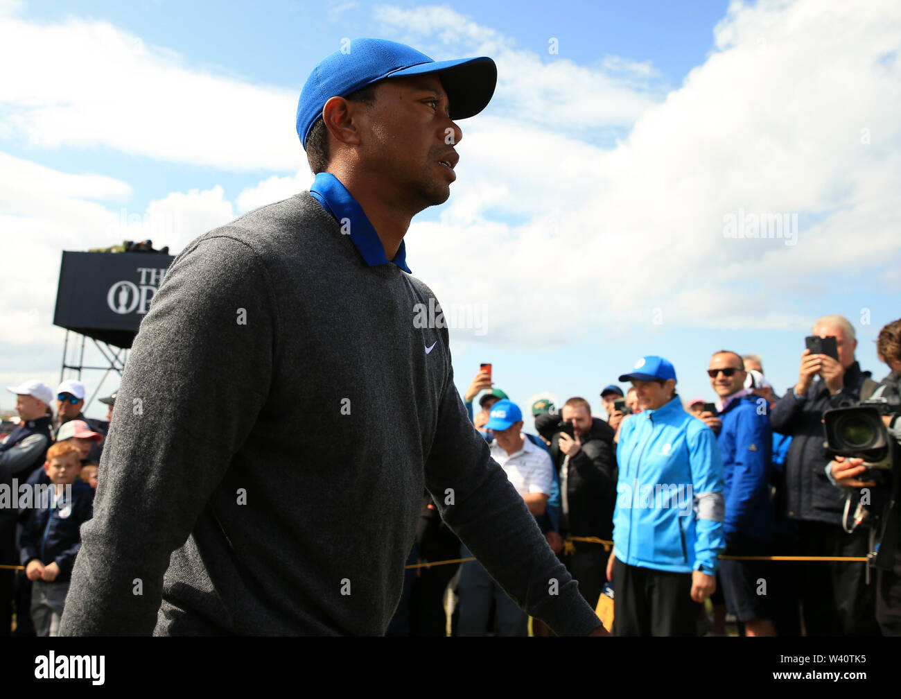 Portrush, Country Antrim, Northern Ireland. 18th July 2019. The 148th Open Golf Championship, Royal Portrush, Round One; Tiger Woods (USA) walks from the second green Credit: Action Plus Sports Images/Alamy Live News Stock Photo
