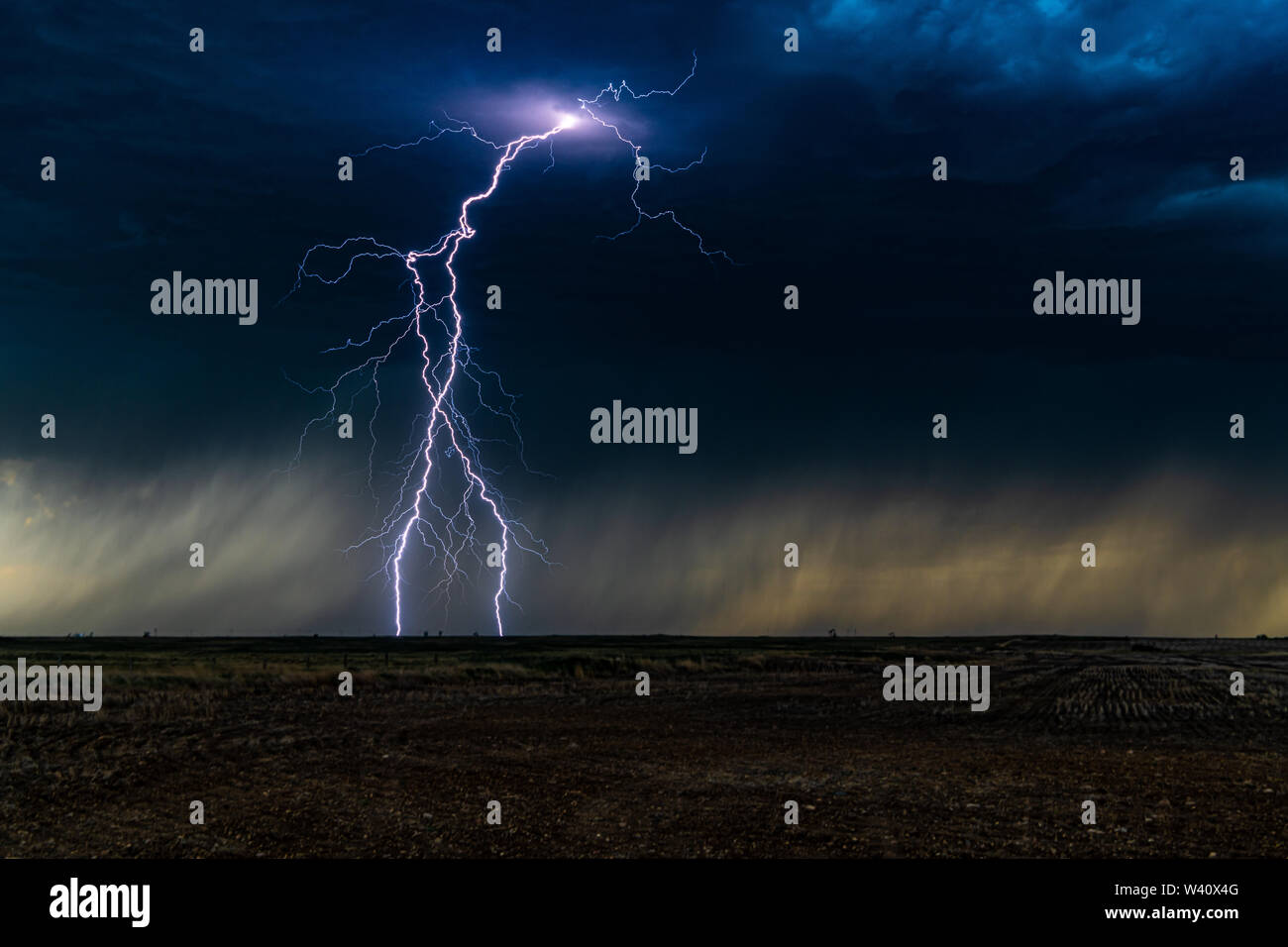 Lightning over the prairie Stock Photo
