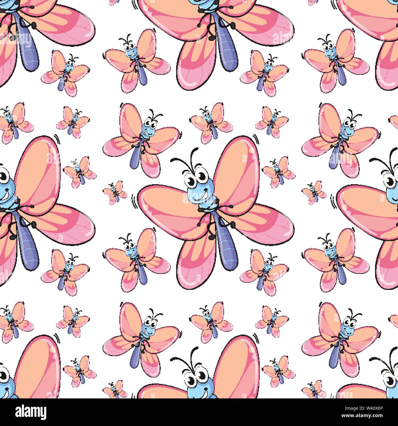 Seamless pattern tile cartoon with butterfly illustration Stock Vector ...