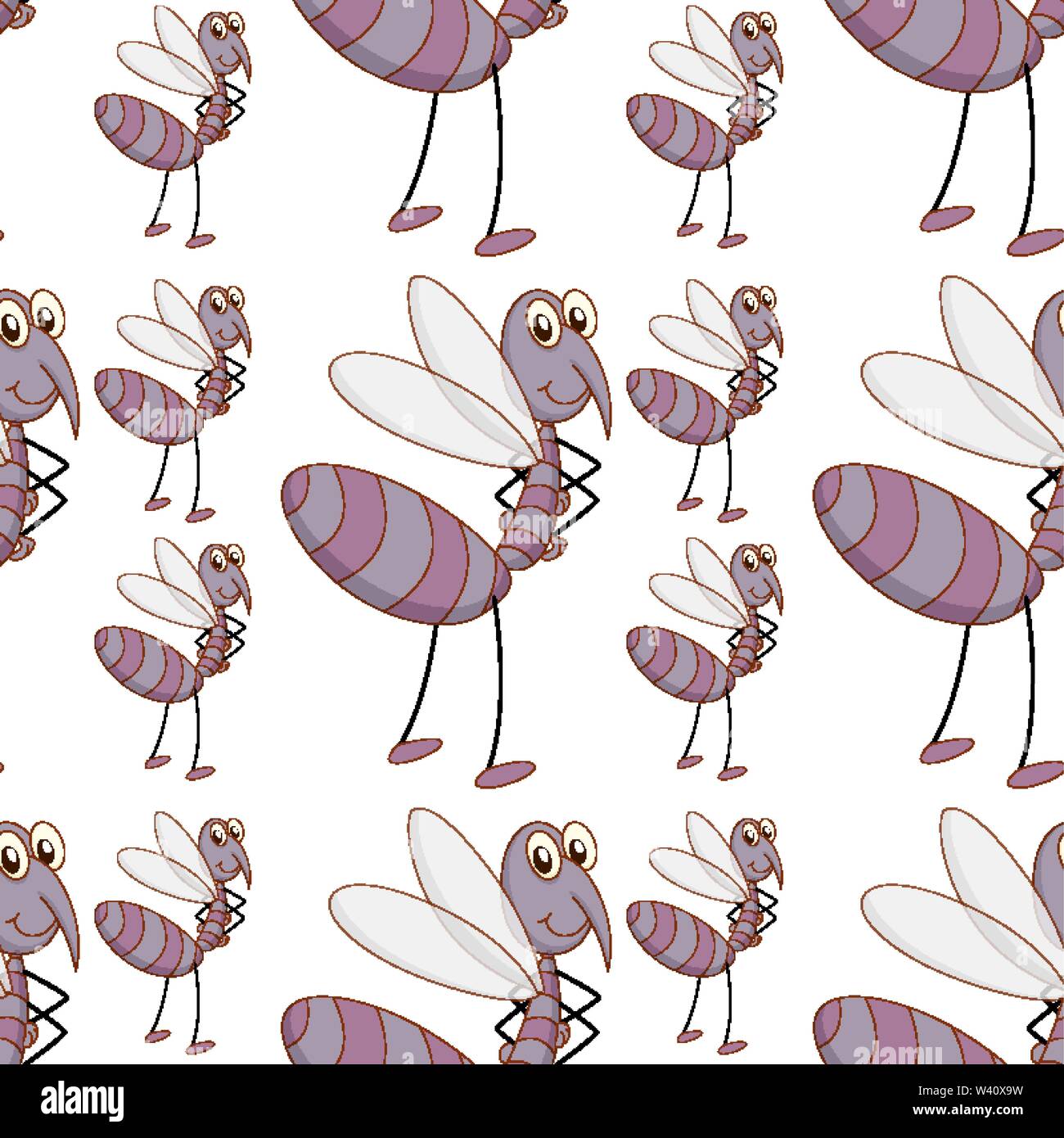 Seamless pattern tile cartoon with ants illustration Stock Vector