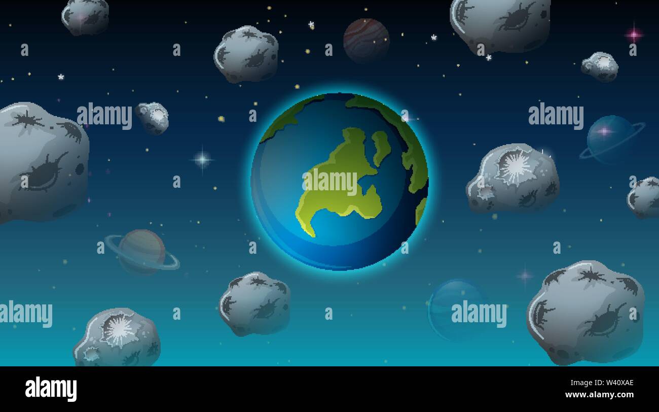 Earth in space scene illustration Stock Vector Image & Art - Alamy