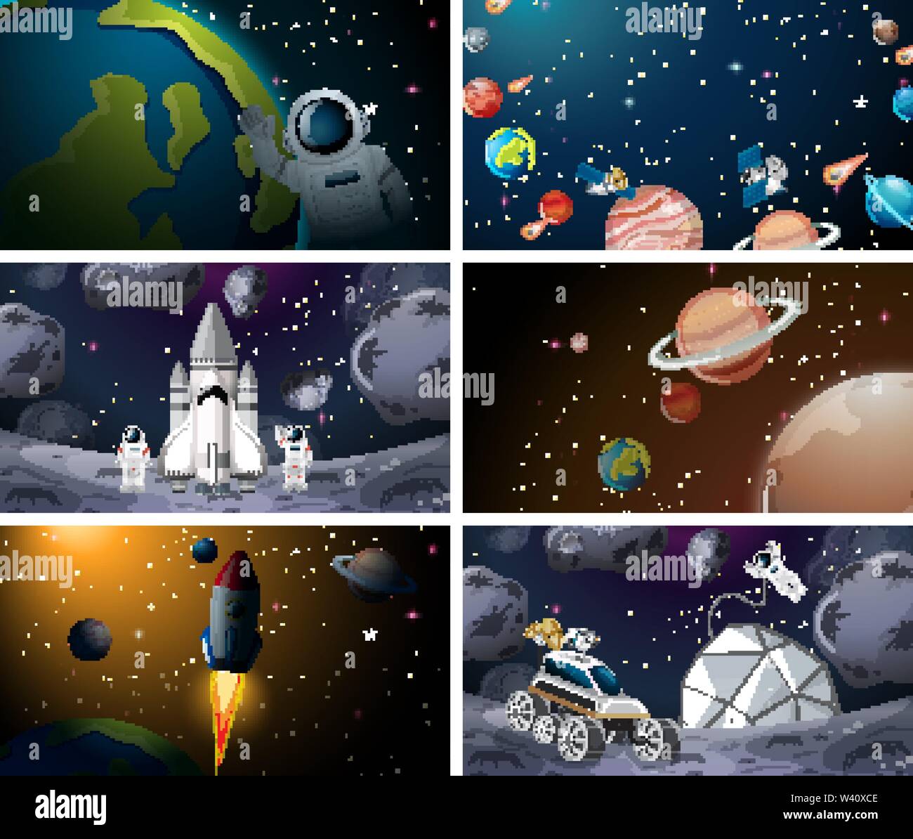 Different solar system scenes illustration Stock Vector Image & Art - Alamy