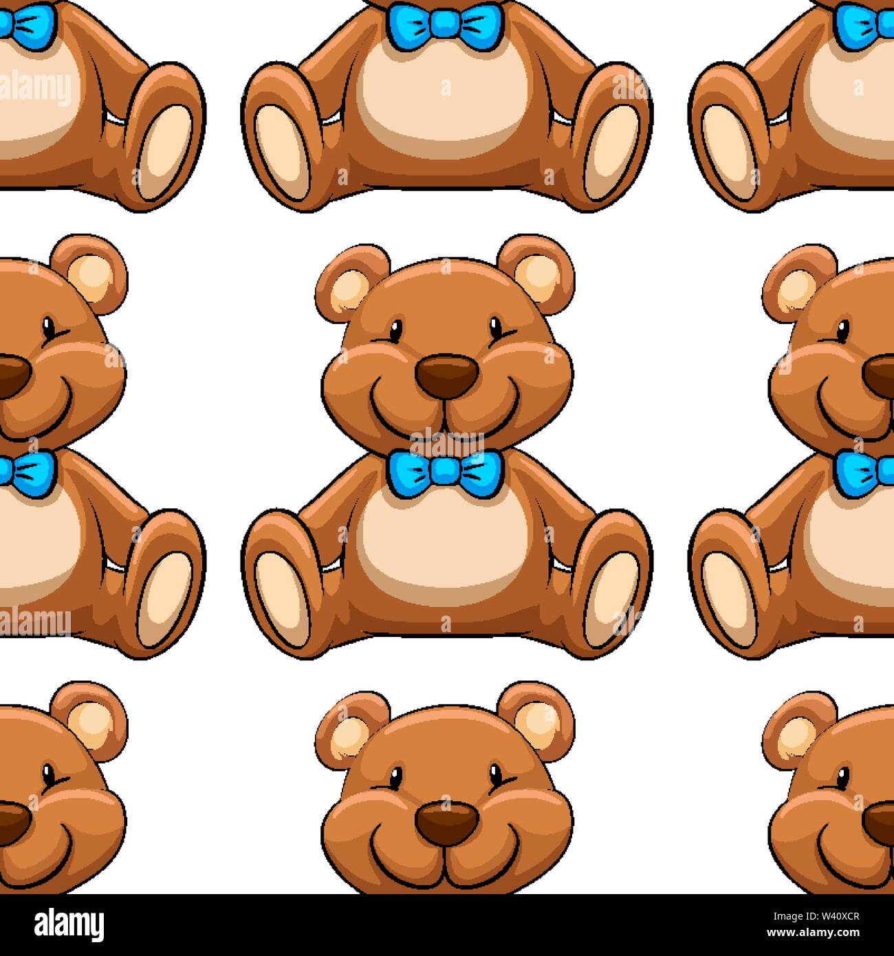 Seamless pattern tile cartoon with teddy bear illustration Stock Vector ...