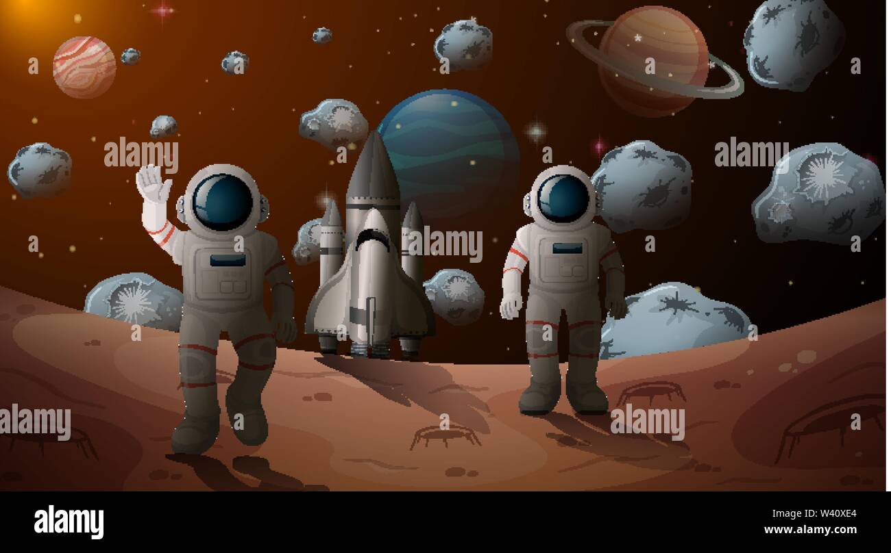 Astronaut in space scene illustration Stock Vector Image & Art - Alamy