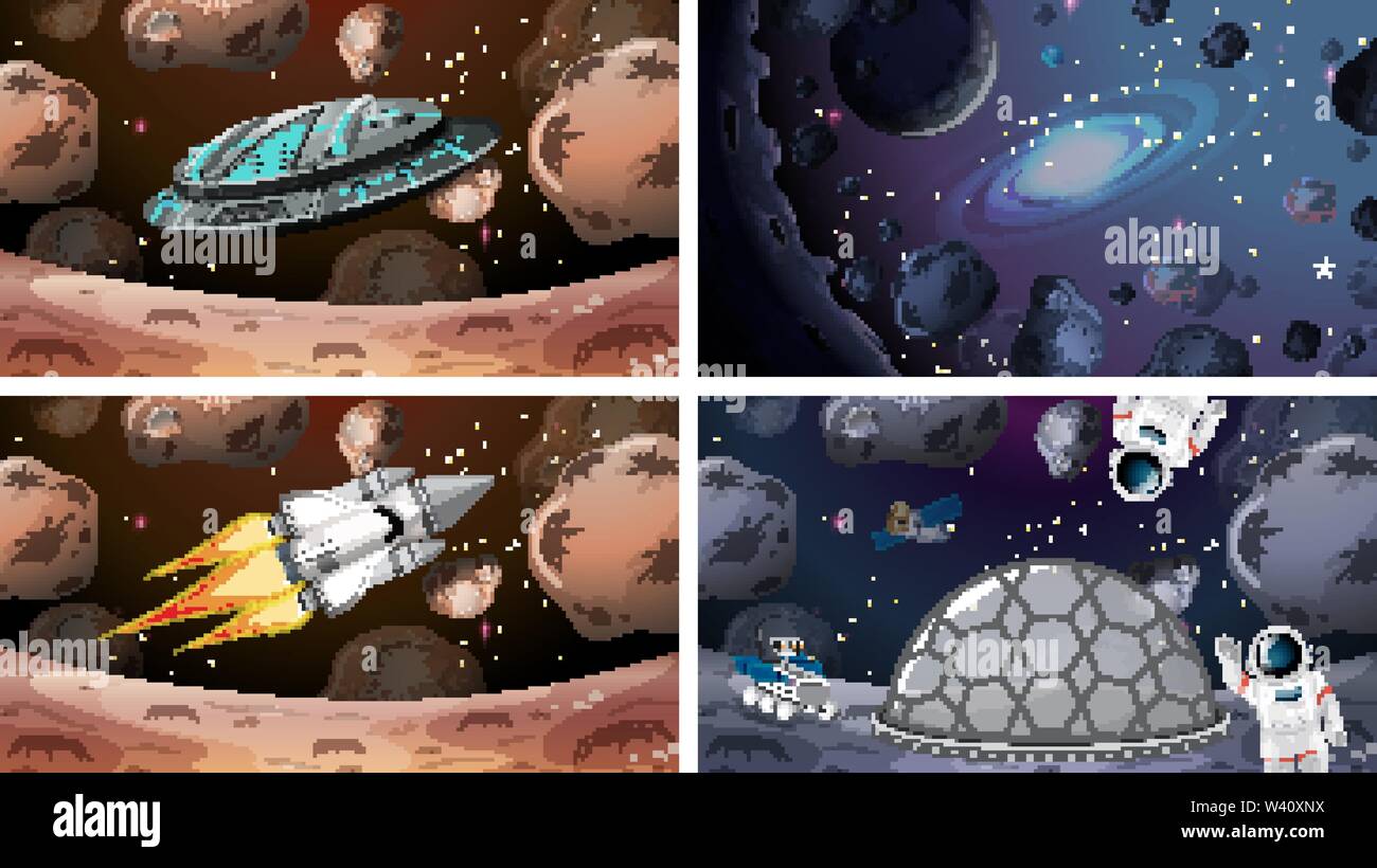 Space background scene set illustration Stock Vector Image & Art - Alamy