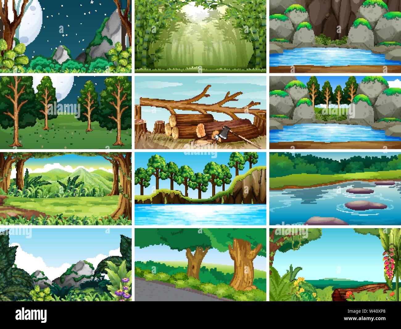 Empty, blank landscape nature scenes illustration Stock Vector Image ...