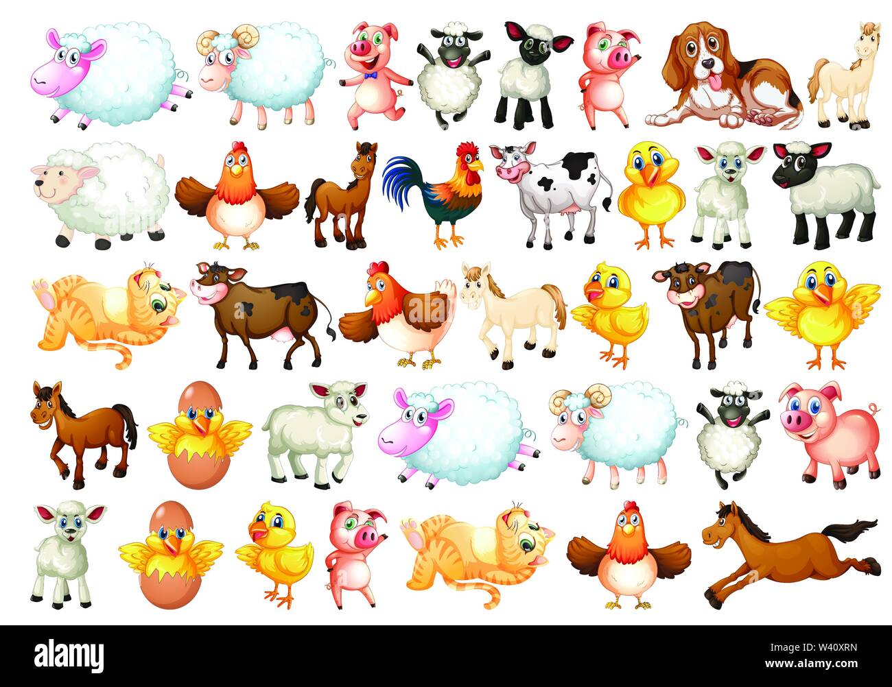 Set of farm animals illustration Stock Vector Image & Art - Alamy