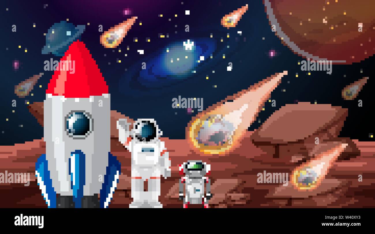 Astronaut on planet scene illustration Stock Vector Image & Art - Alamy