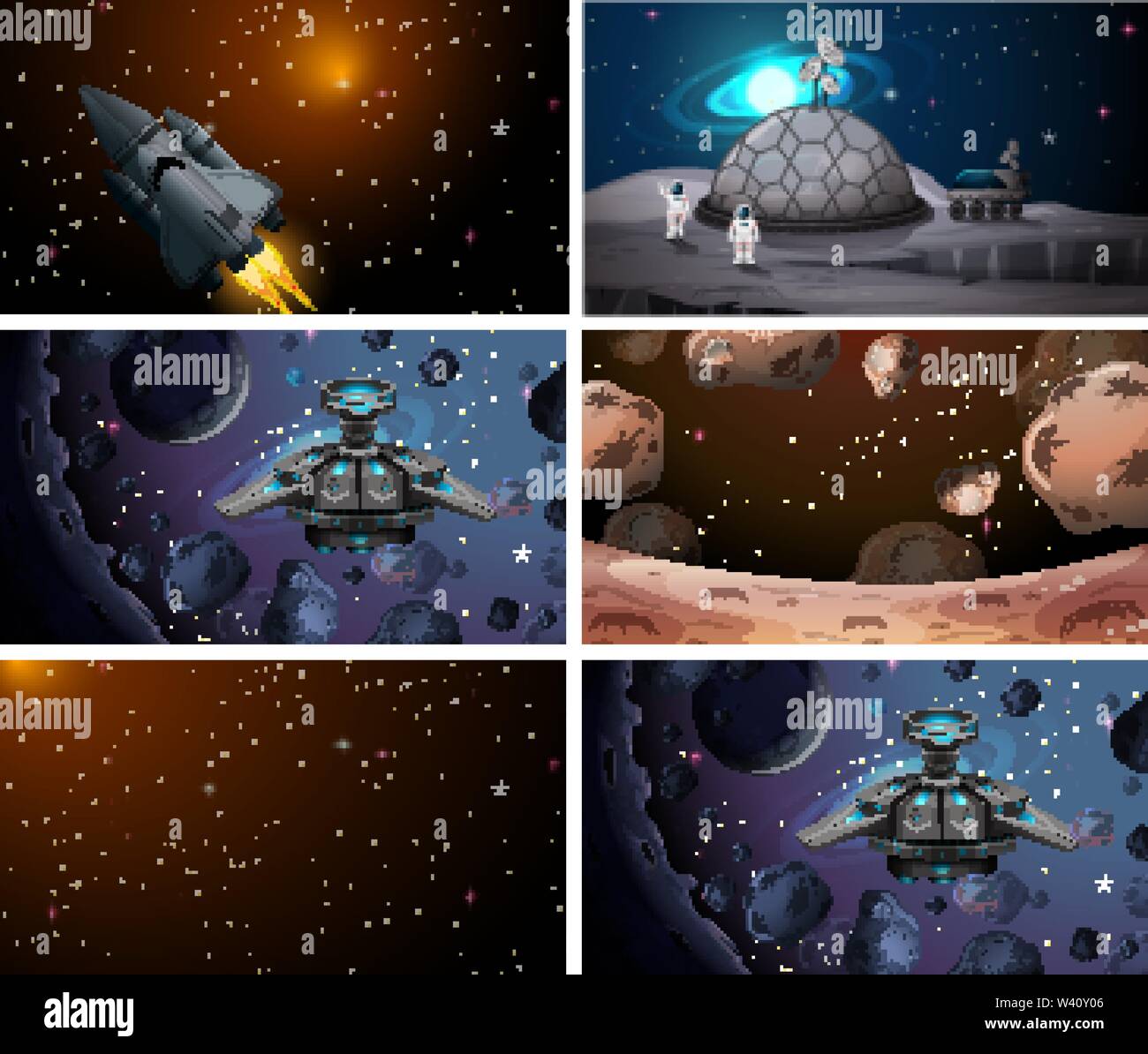 large space scene set illustration Stock Vector Image & Art - Alamy
