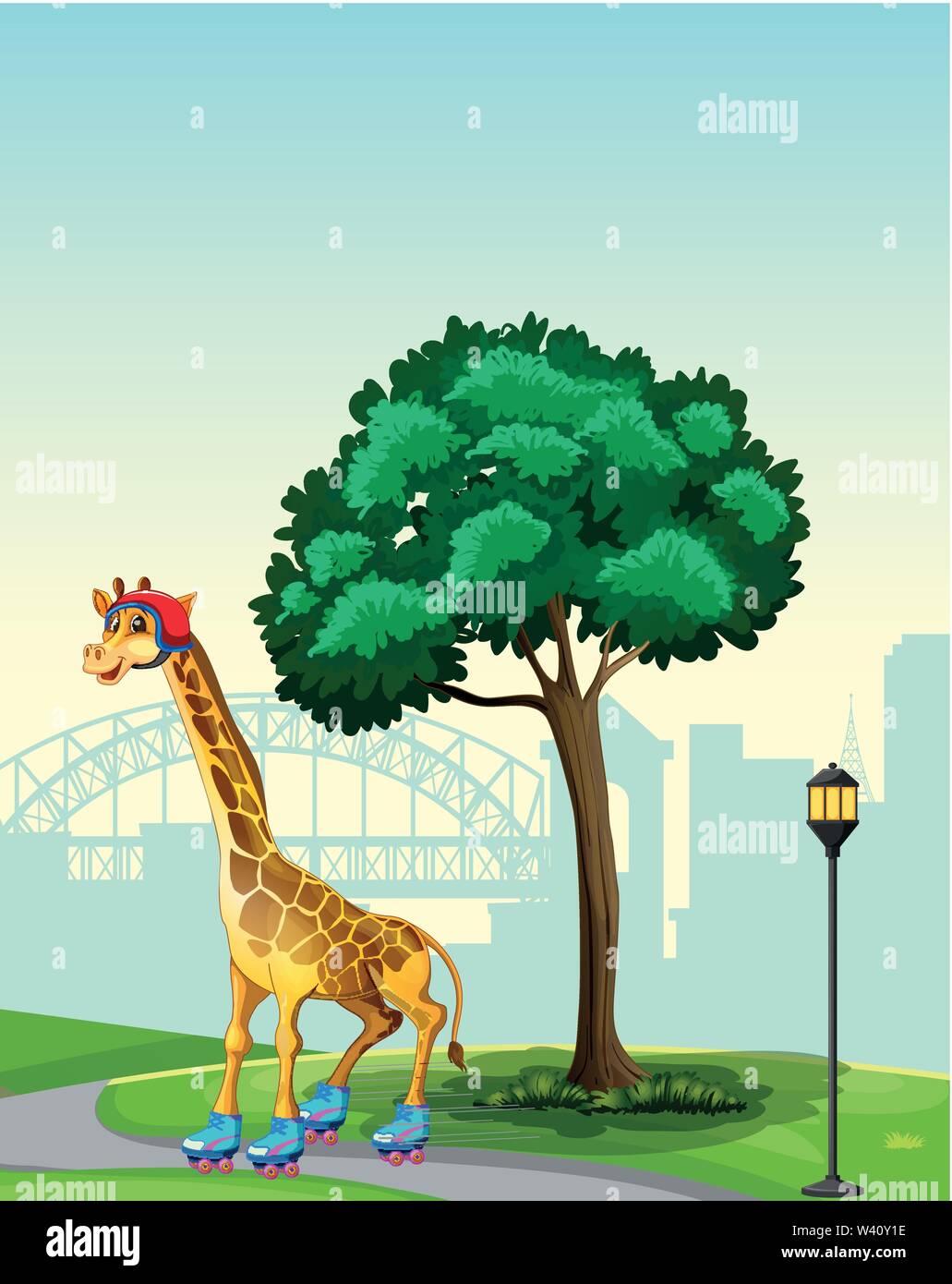 Giraffe in park scene illustration Stock Vector Image & Art - Alamy
