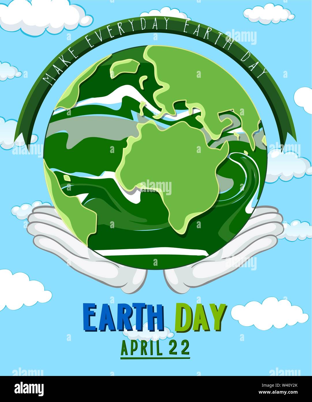 Hands holding earth day poster illustration Stock Vector