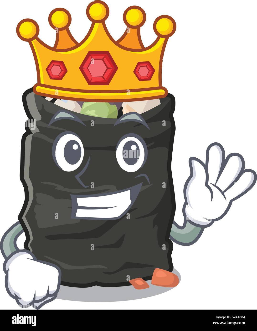 King garbage bag behind the character door vector illustration Stock Vector