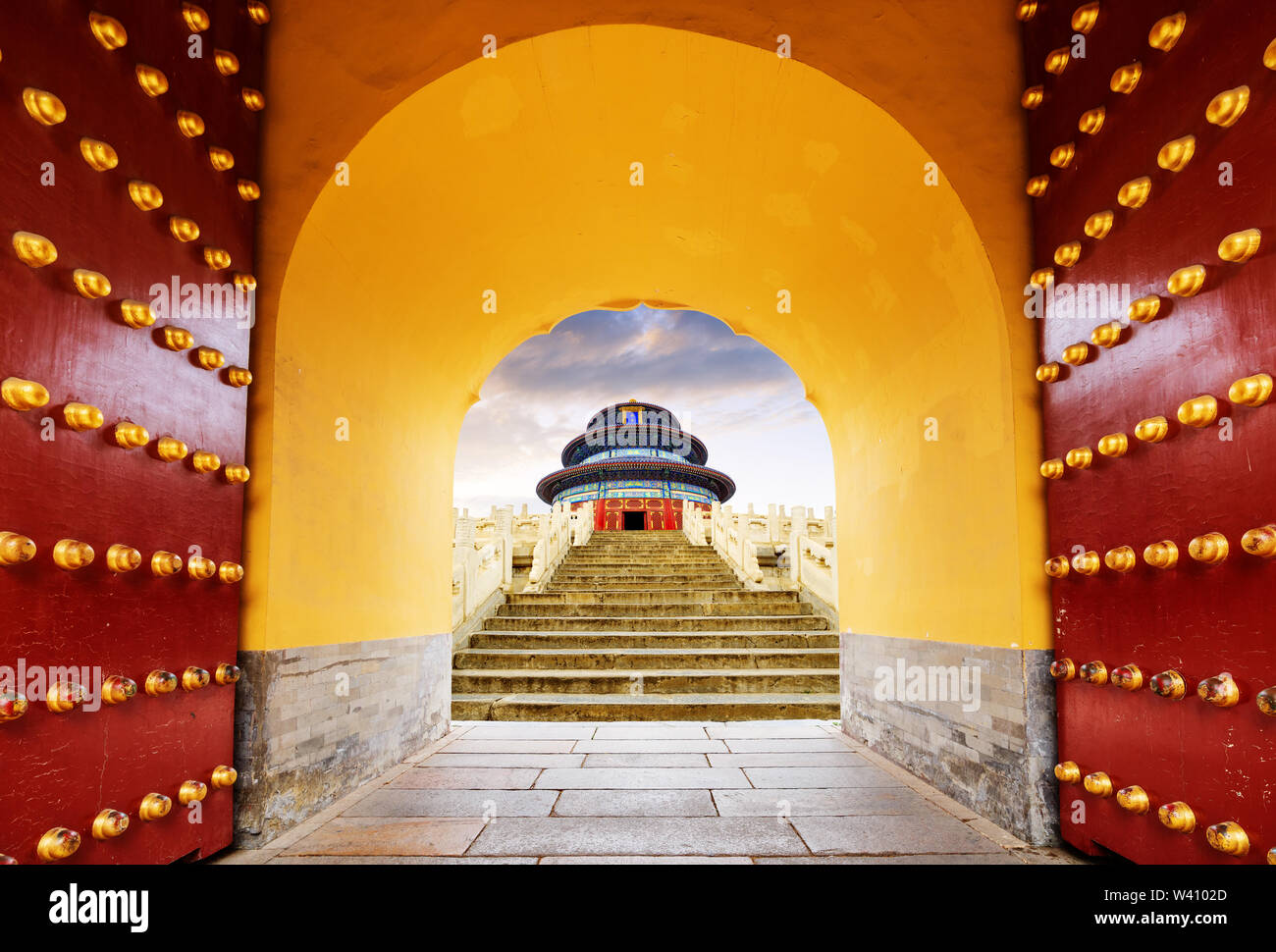 Wonderful and amazing temple - Temple of Heaven in Beijing, China.Translation:'Hall of Prayer for Good Harvest' Stock Photo