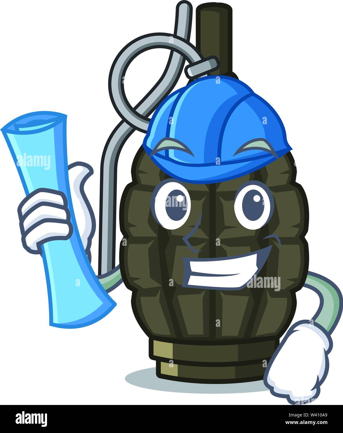 Architect grenade in the a mascot shape vector illustration Stock Vector