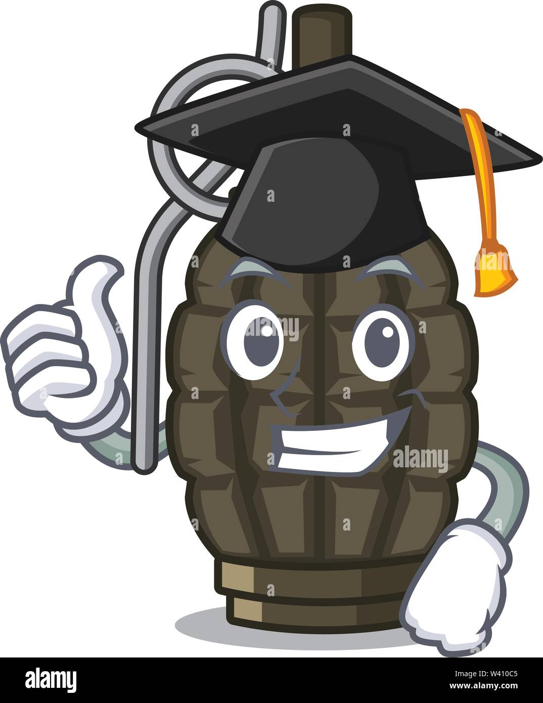 Graduation grenade in the a mascot shape vector illustration Stock Vector