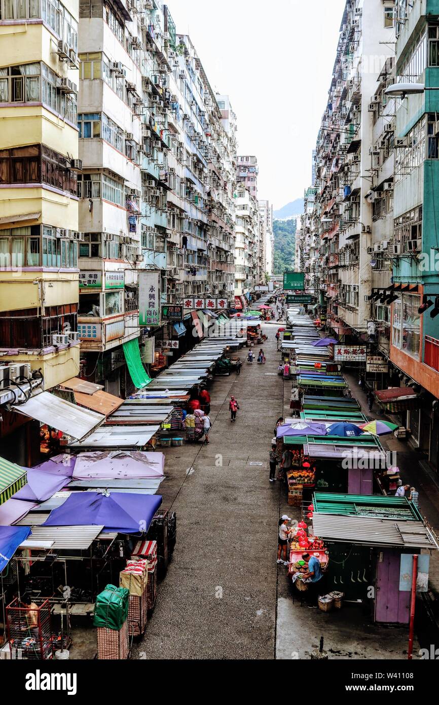 Mong Kok Street Scenes, Hong Kong, July 2019 Stock Photo