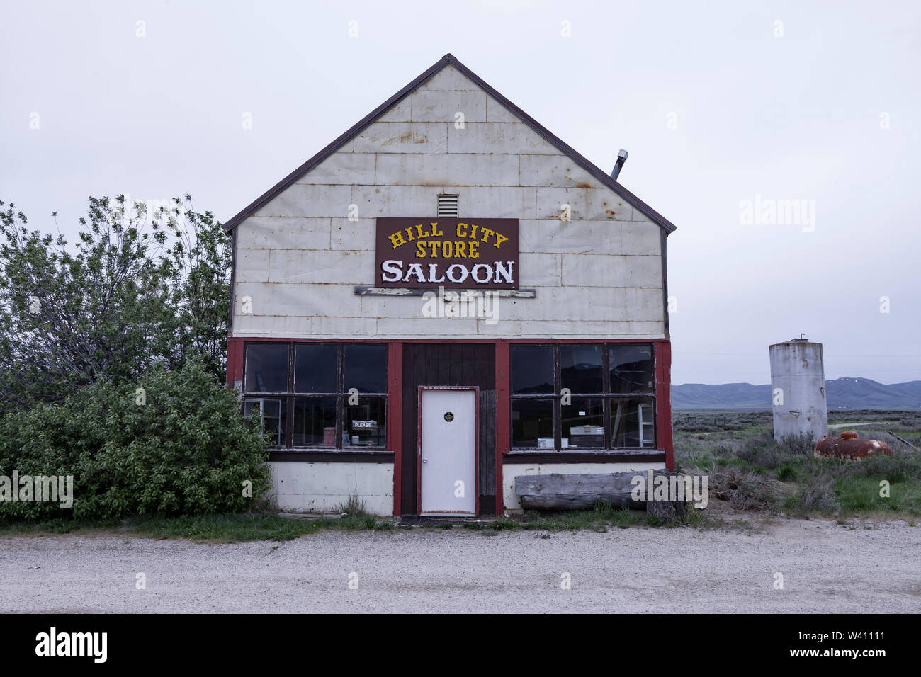 Hill City Store and Saloon along US 20 in Hill City, Idaho Stock Photo