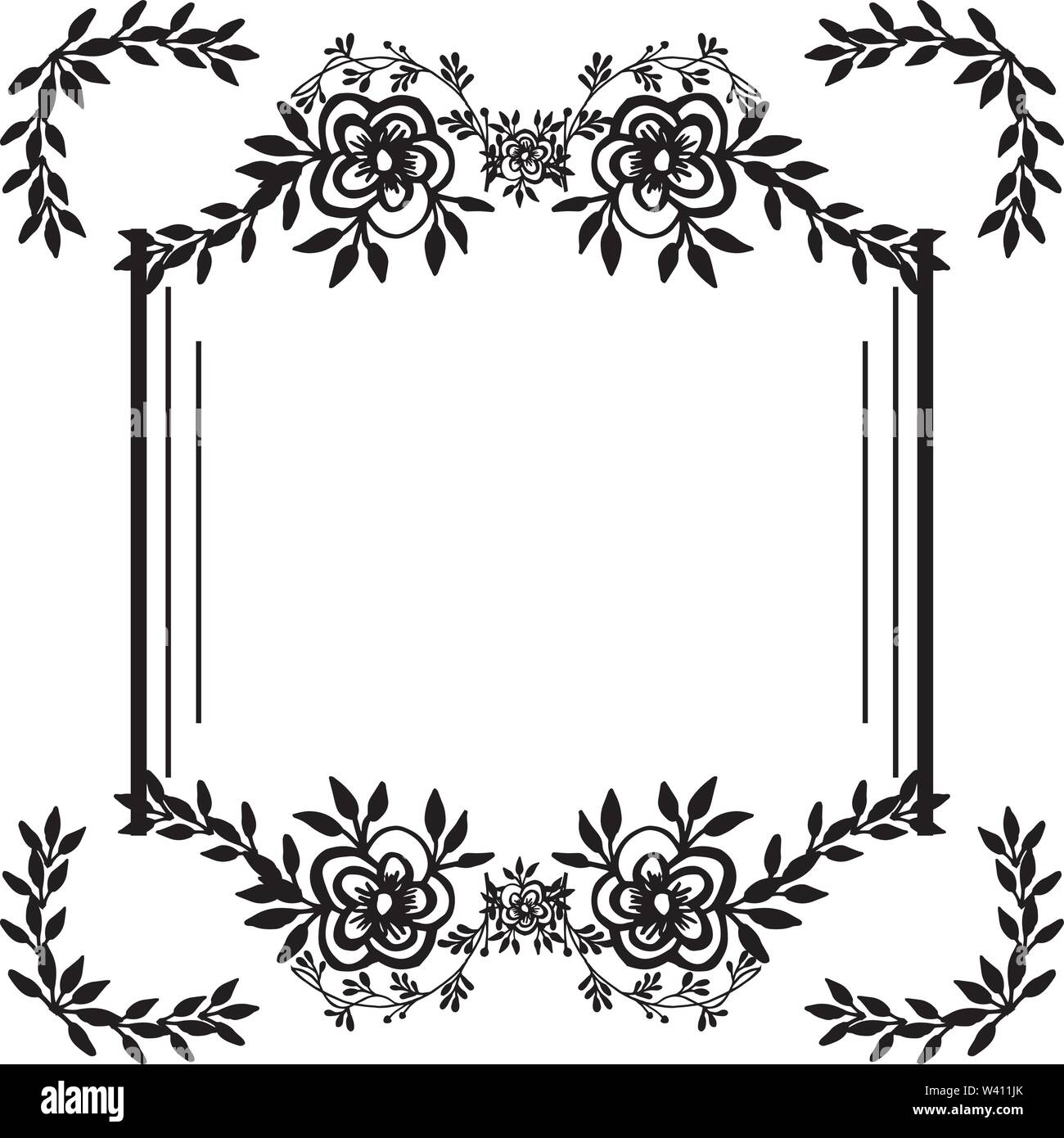 Decorative line art frame for design template, for invitations and ...