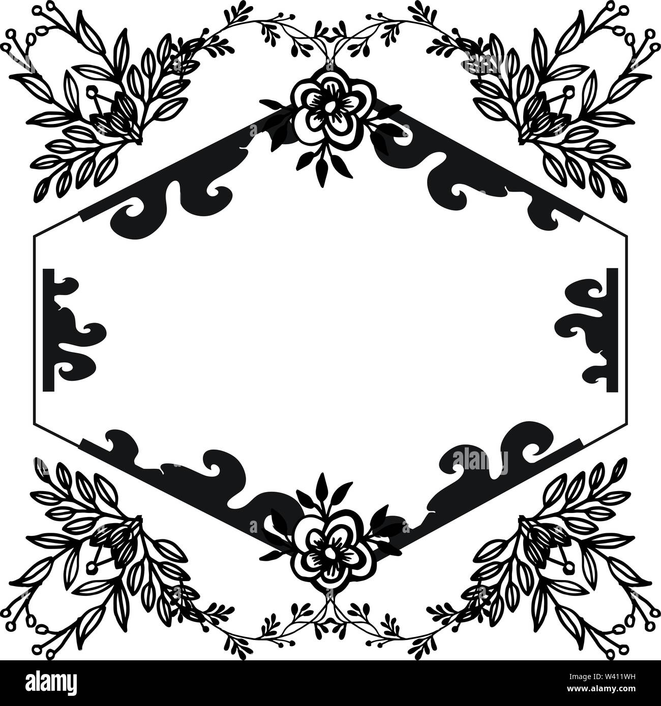 Card template unique, elegant flowers with ornate of frame. Vector ...