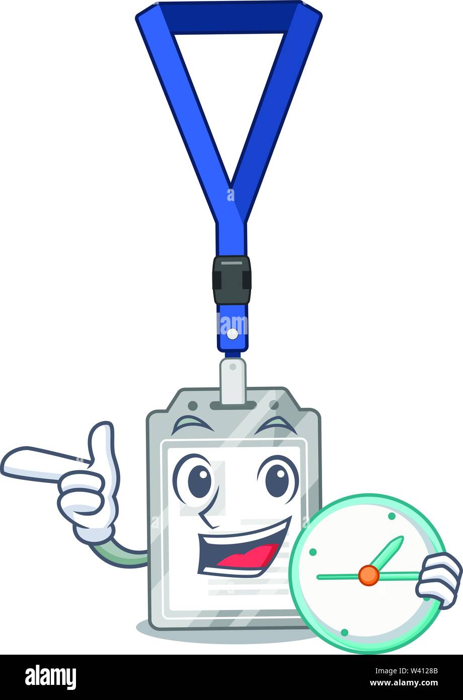 With clock name tag on the mascot table vector illustration Stock ...