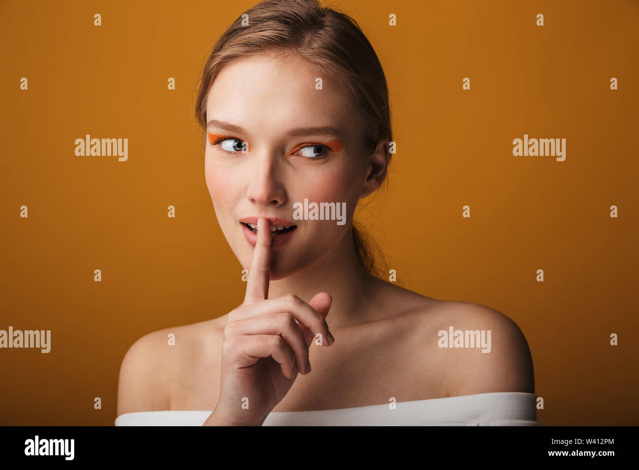 Close up beauty portrait of a beautiful sensual young woman isolated ...