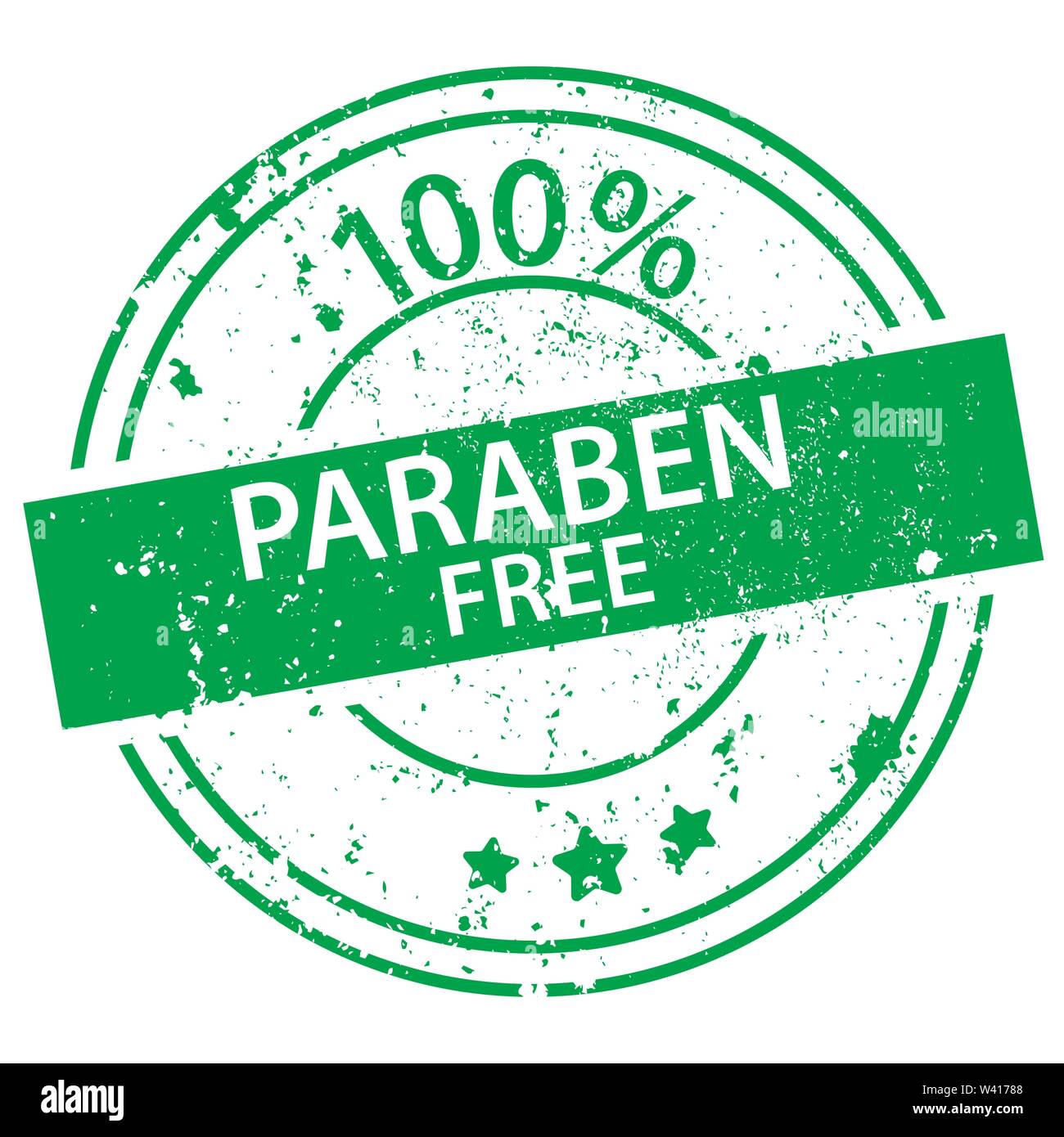 Round green stamp with the words 100% paraben free on white background Stock Vector