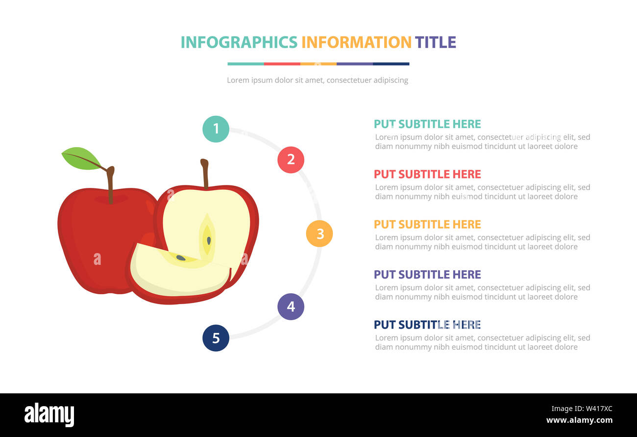 apple fruit infographic template concept with five points list and ...