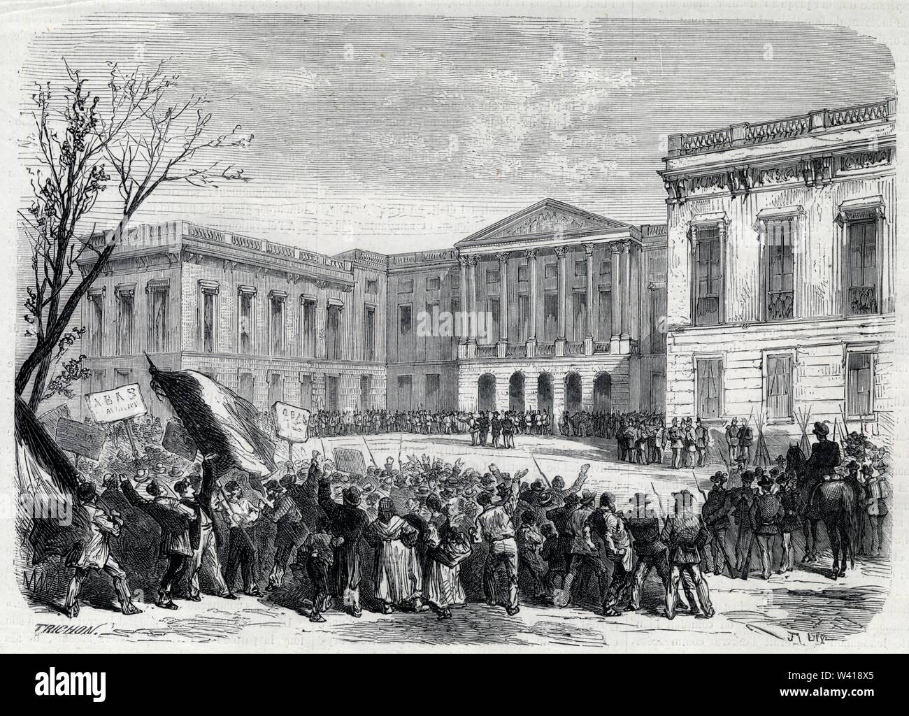 troubles de bruxelles.manifestation devant la chambre des députés.1871. Stock Photo