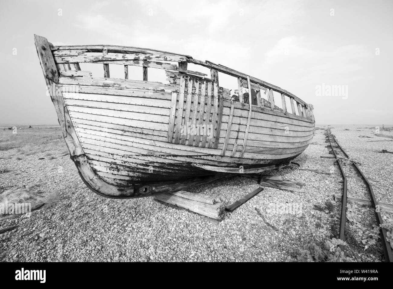 Rustic fishing boat Black and White Stock Photos & Images - Alamy