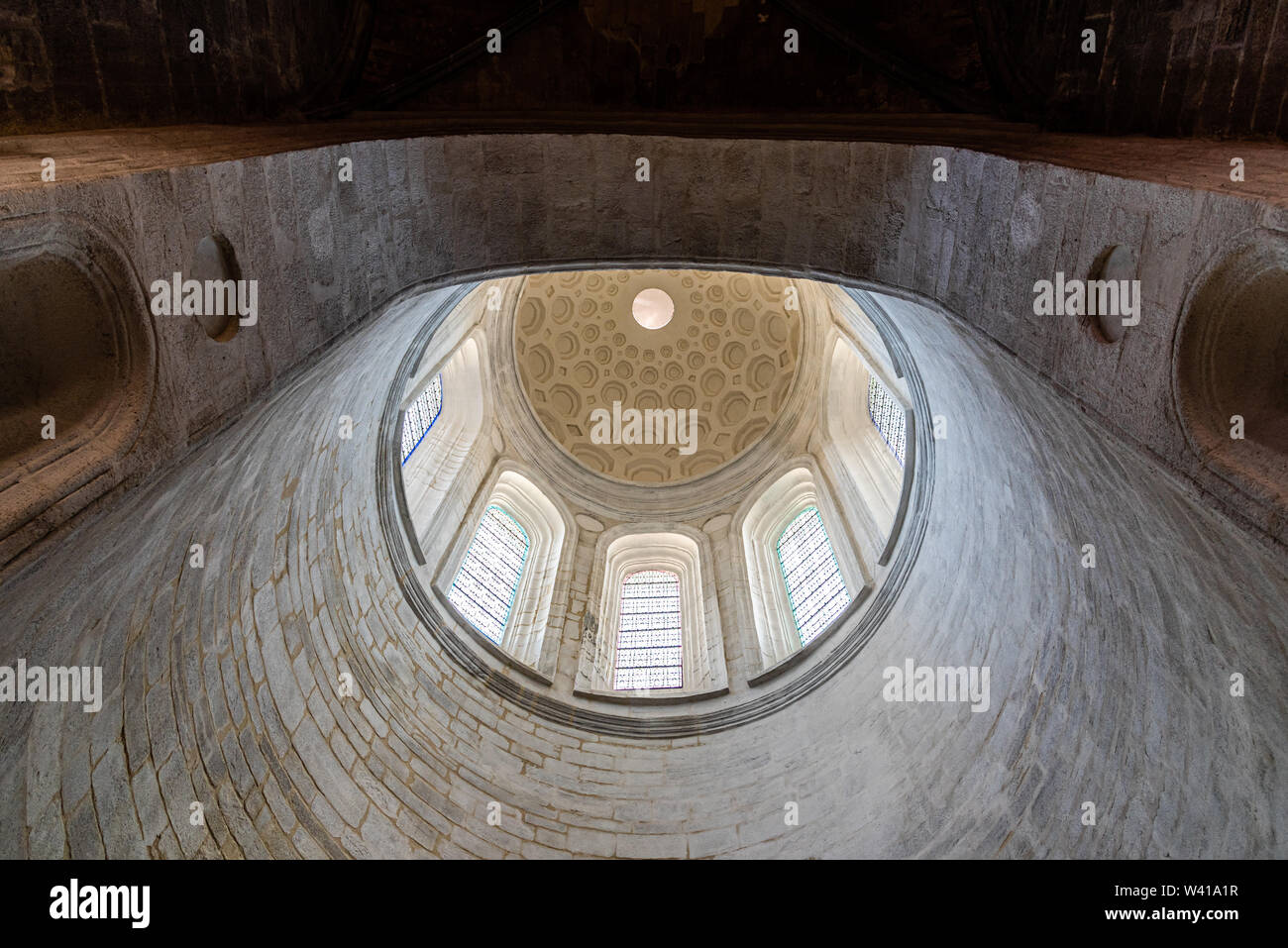 Vannes, France - August 6, 2018: Direcly below view of the dome of the chapel of St. Vincent Ferrer in the Cathedral of Vannes. It is a Roman Catholic Stock Photo