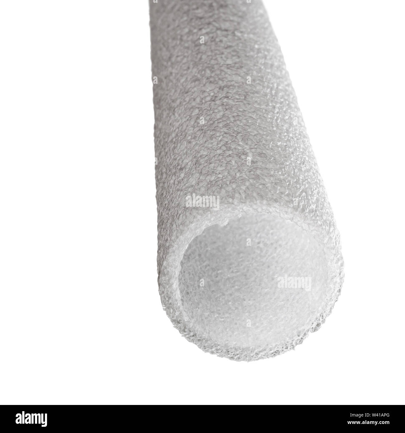 A white extruded polyethylene foam tube isolated on white background