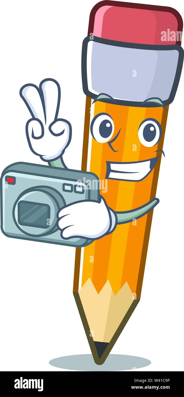 Photographer pencil in the a cartoon bag vector illustration Stock