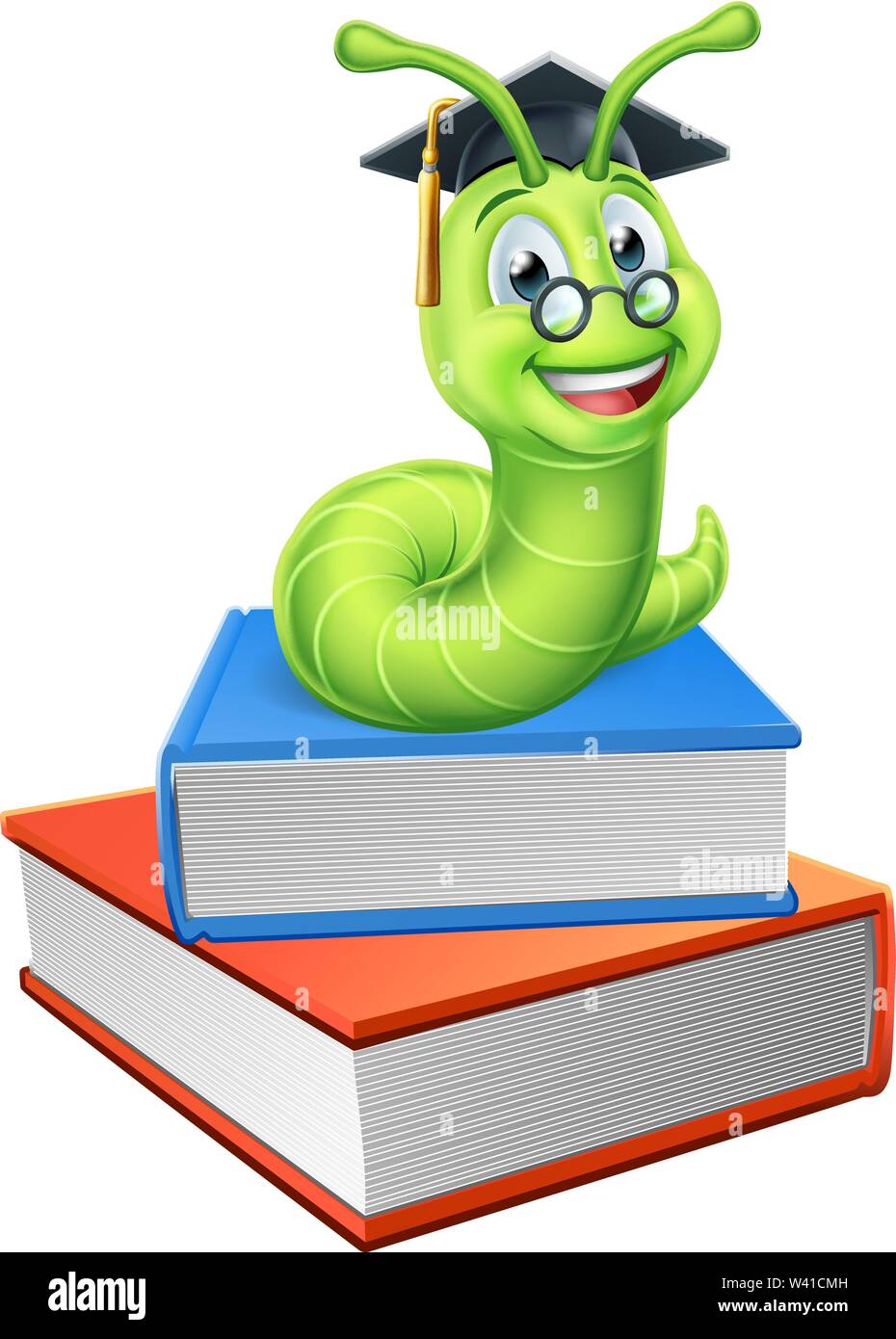 Bookworm Worm and Books Stock Vector