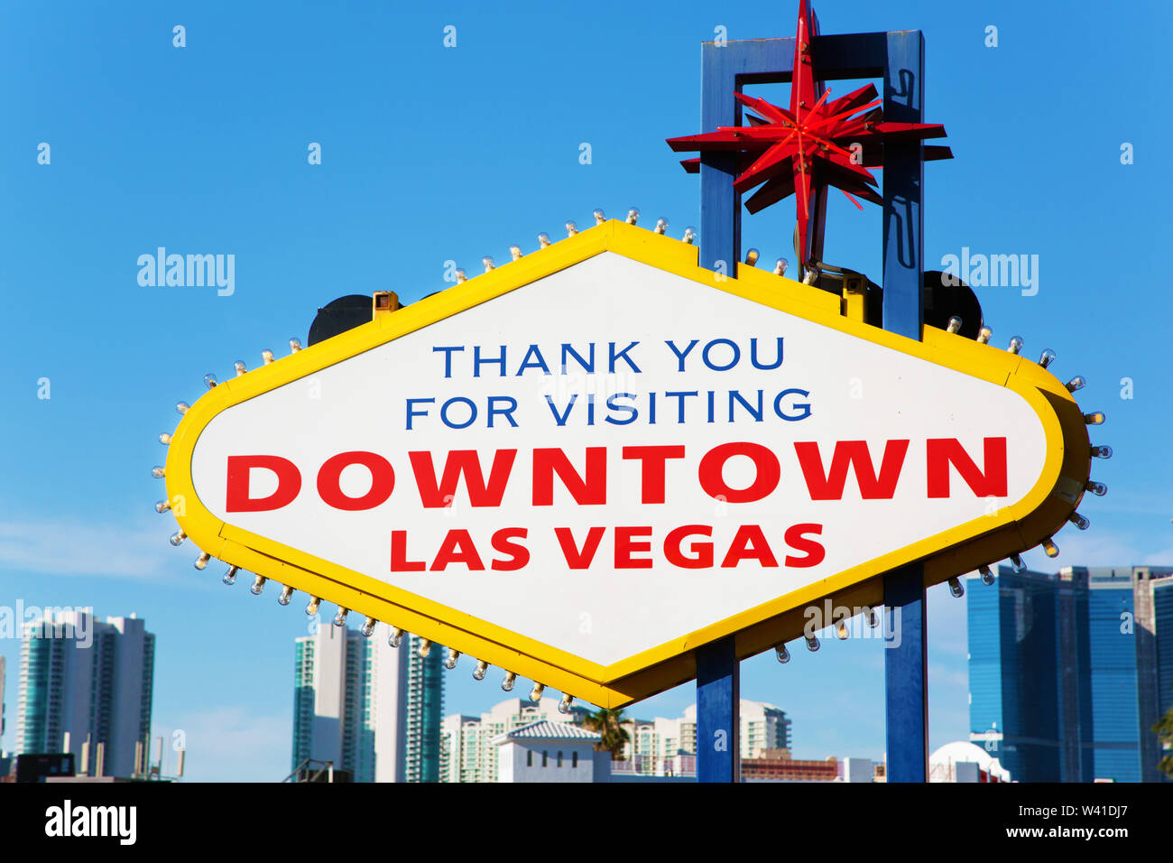 Thank you for visiting downtown Las Vegas sign Stock Photo