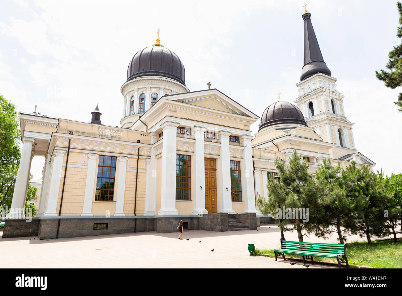 Ukraine, Odessa, Preobrazhenska Street, 12th of June 2019. The 1999 reconstructed neoclassical Transfiguration Cathedral Stock Photo