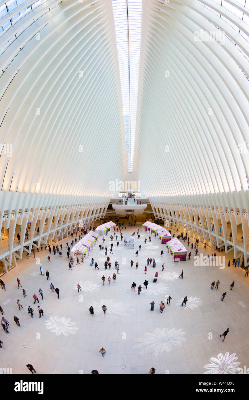 Interior of Oculus, subway station by architect Calatrava Stock Photo