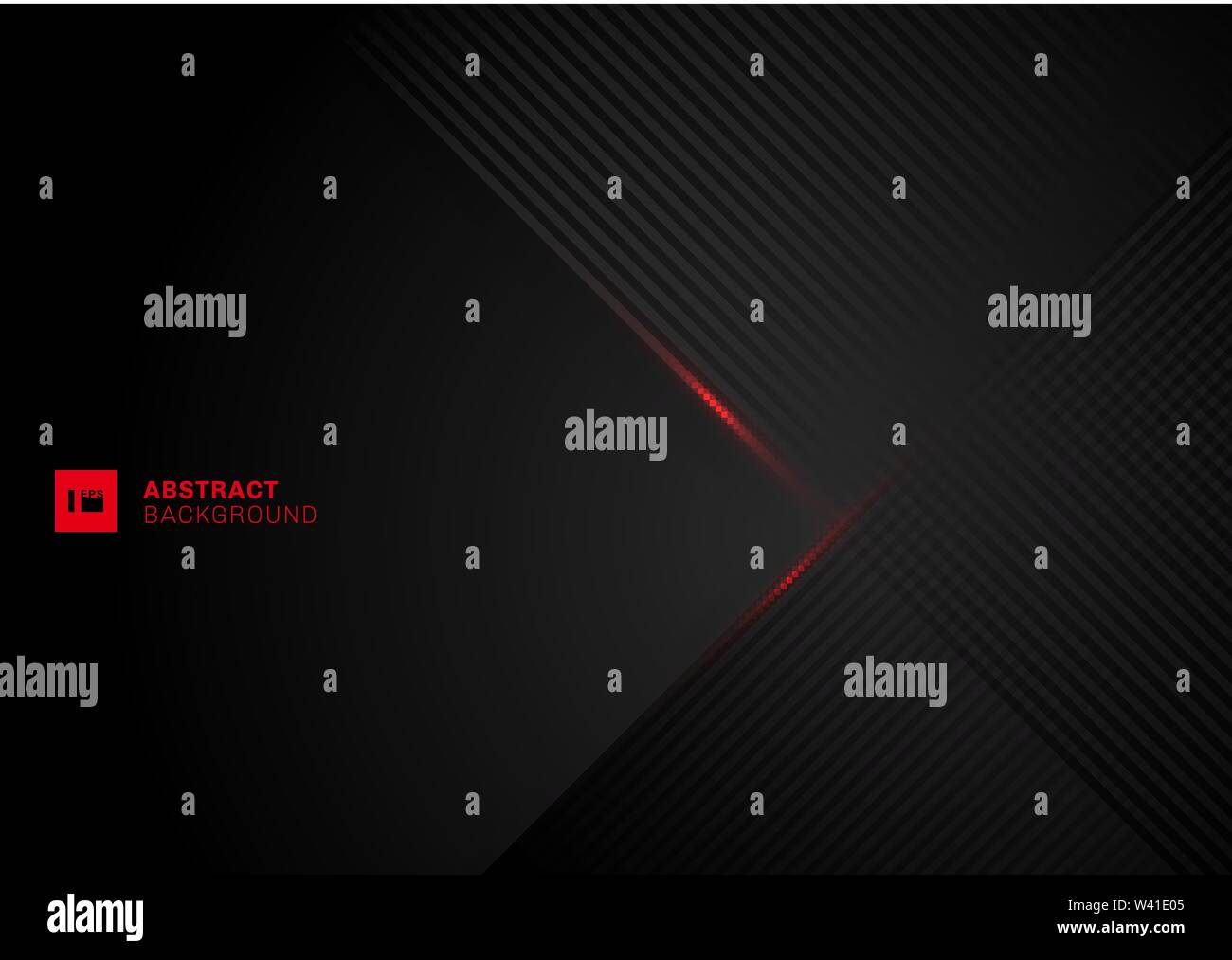 Abstract diagonal lines pattern overlap with red laser line on black ...