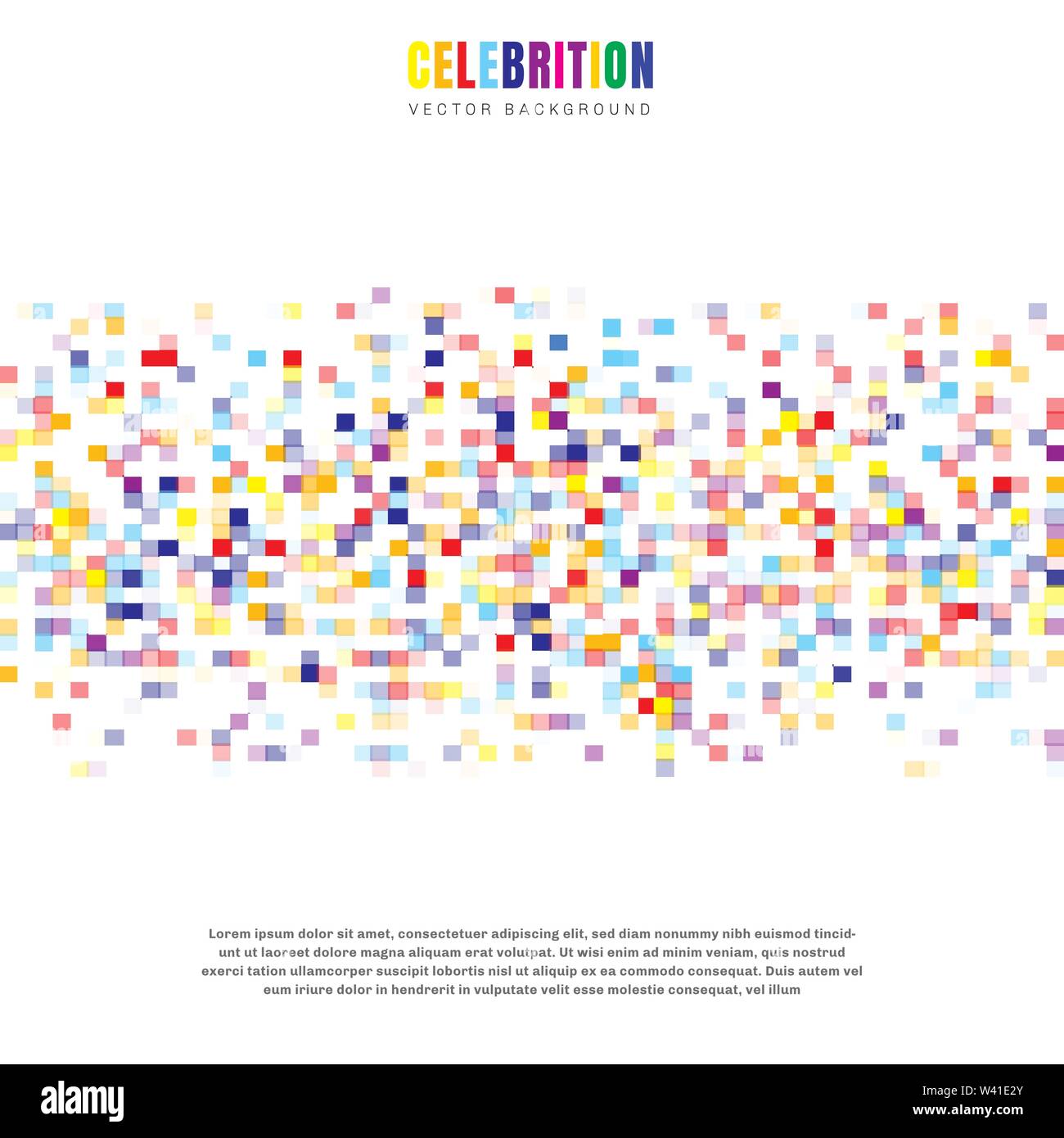 Abstract elements celebration colorful squares pattern isolated on white background. Mosaic grid. Vector illustration Stock Vector