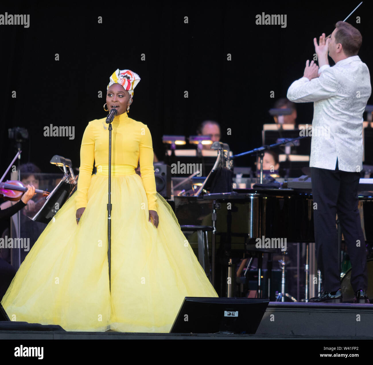 July 12, 2019 - Actress and singer Cynthia Erivo performs with the San Diego Symphony. (Credit Image: © Rishi Deka/ZUMA Wire) Stock Photo