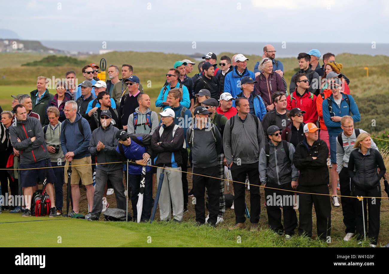 Spectators watch the action during day two of The Open Championship ...