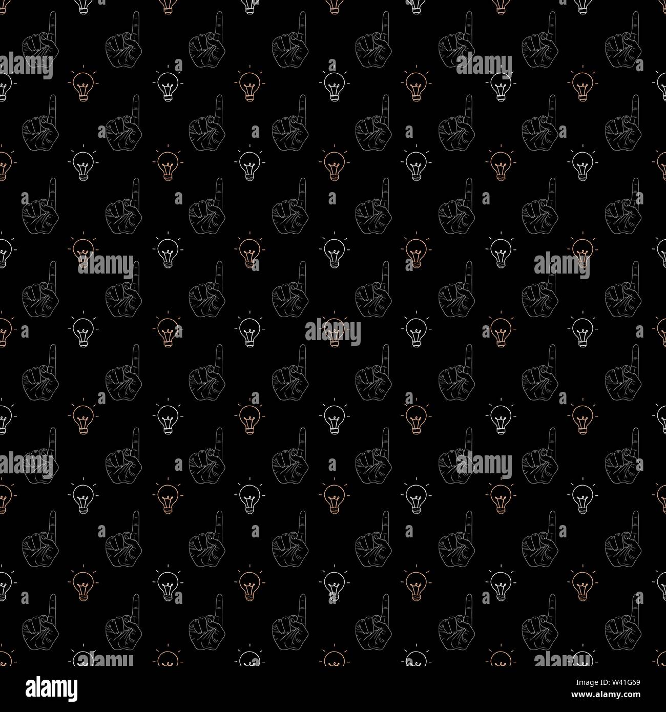 Hand gestures pattern on black background Stock Vector