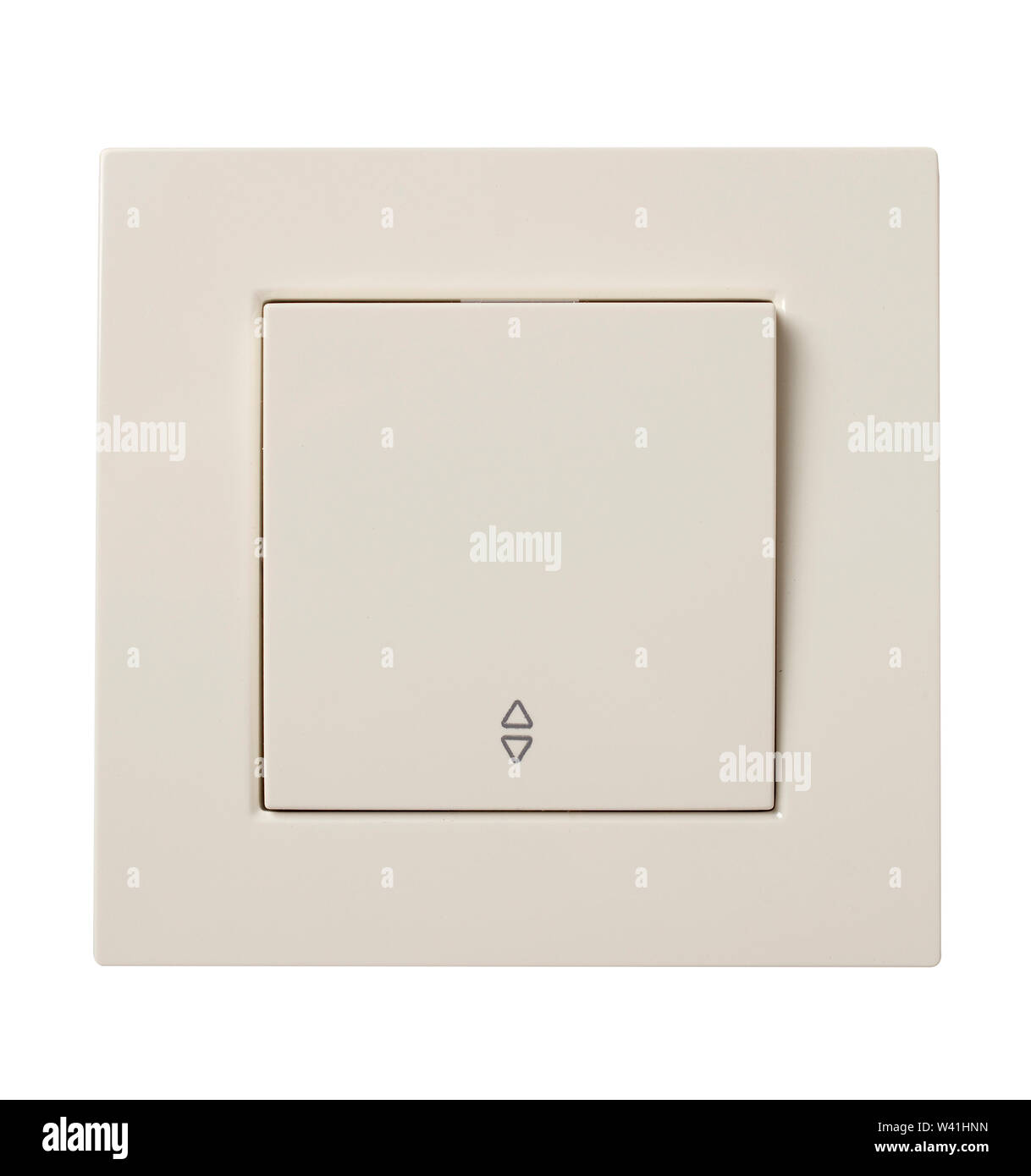 Wall electric light switch isolated on white with clipping path. Stock Photo