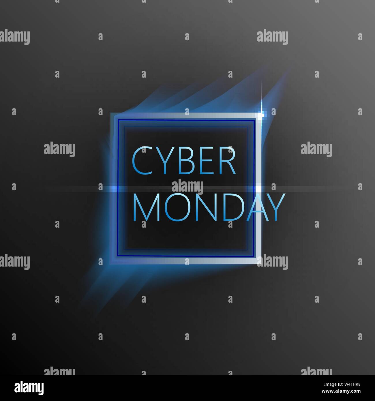 Cyber Monday Sale Vector Banner Blue Shining Background With