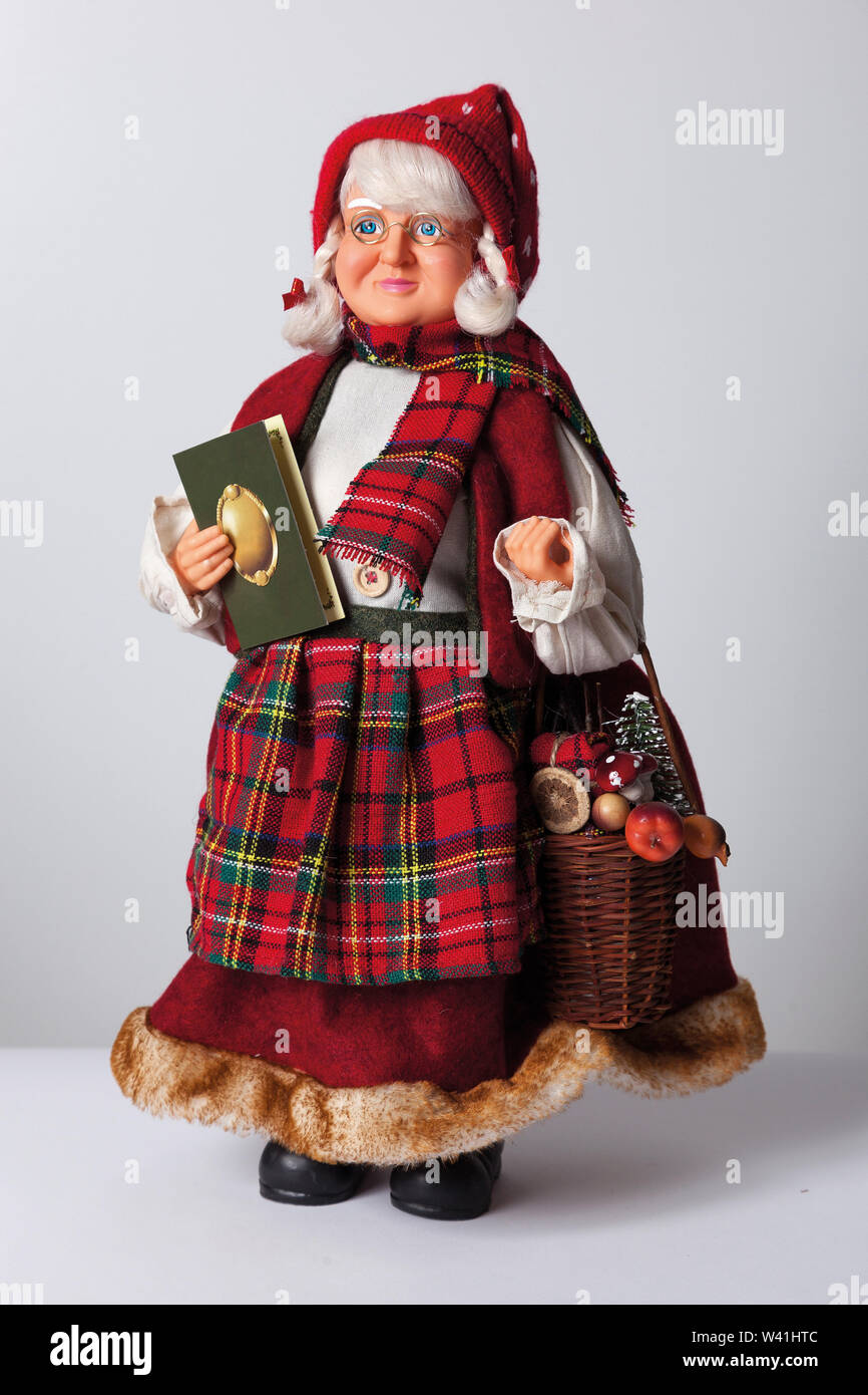 Santa Claus wife - Mrs. Claus christmas doll with clipping path Stock Photo  - Alamy