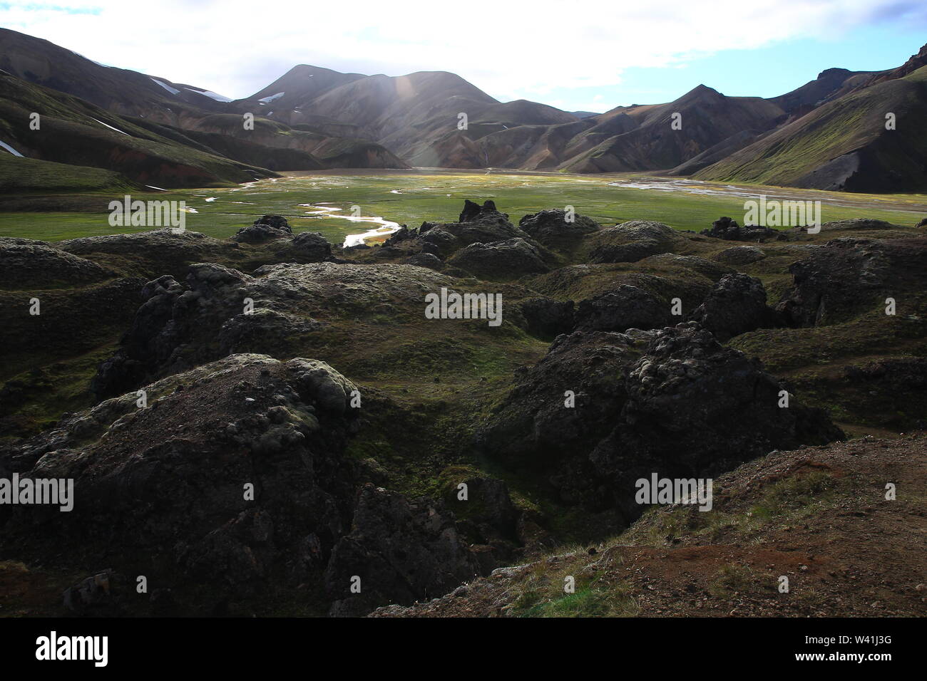 July in Iceland, one of the appearances of Landmannalaugar Stock Photo
