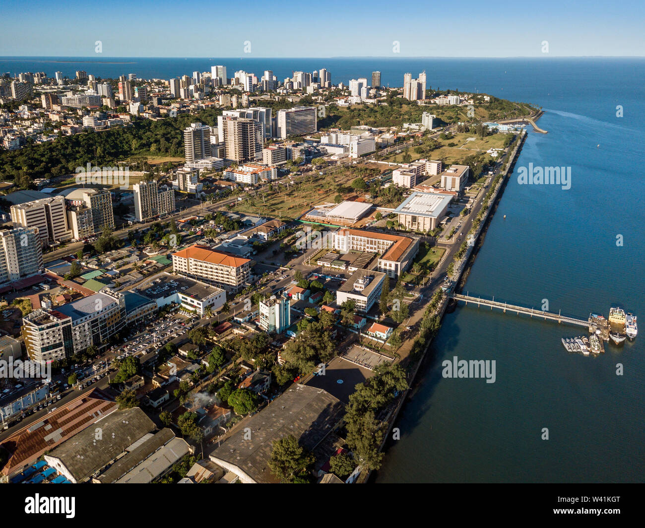 Aerial view of downtown of Maputo, capital city of Mozambique, Africa ...