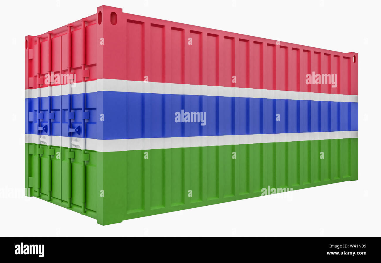 3D Render of Cargo Container with Gambia Flag Stock Photo Alamy