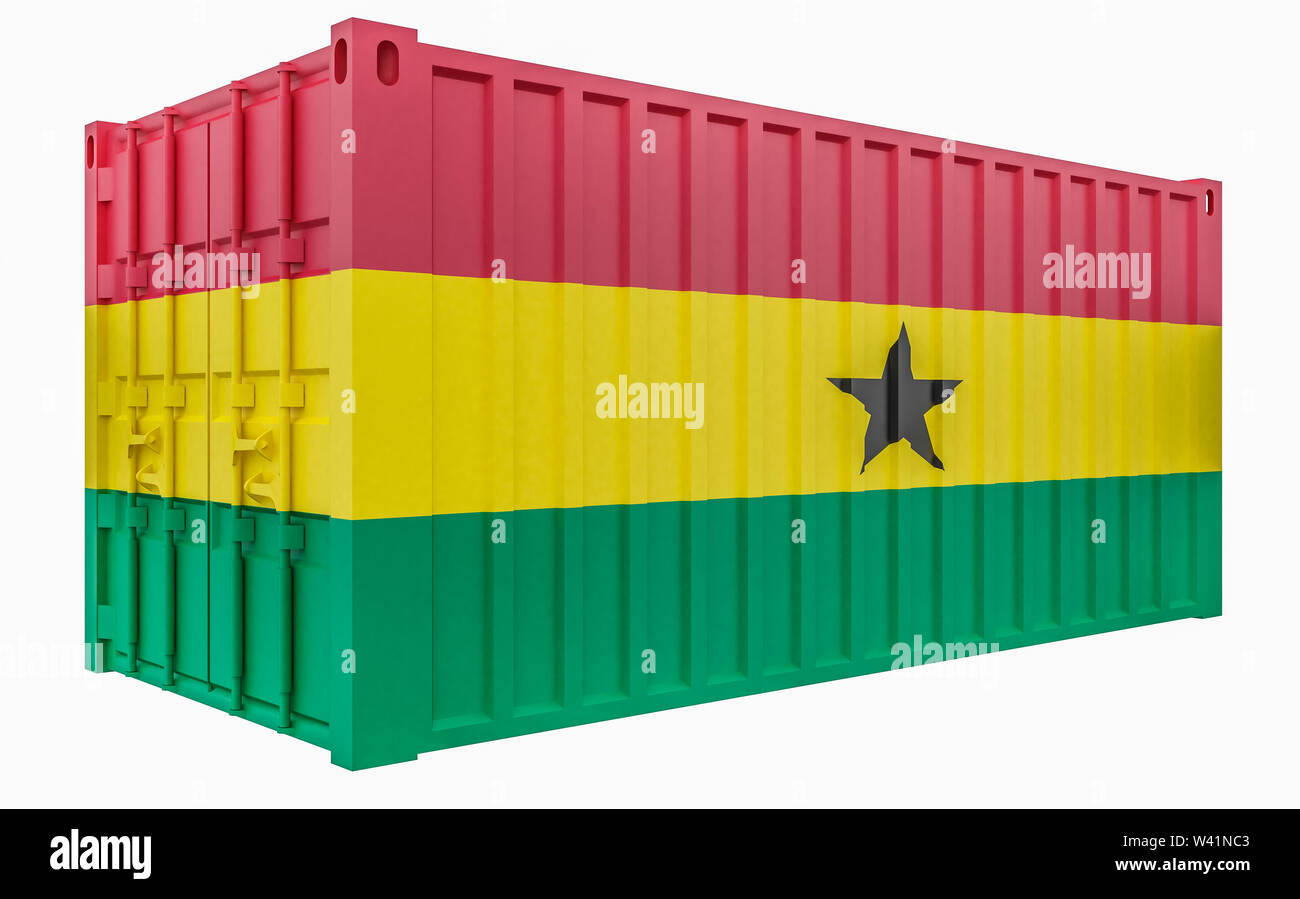 3D Render of Cargo Container with Ghana Flag Stock Photo Alamy